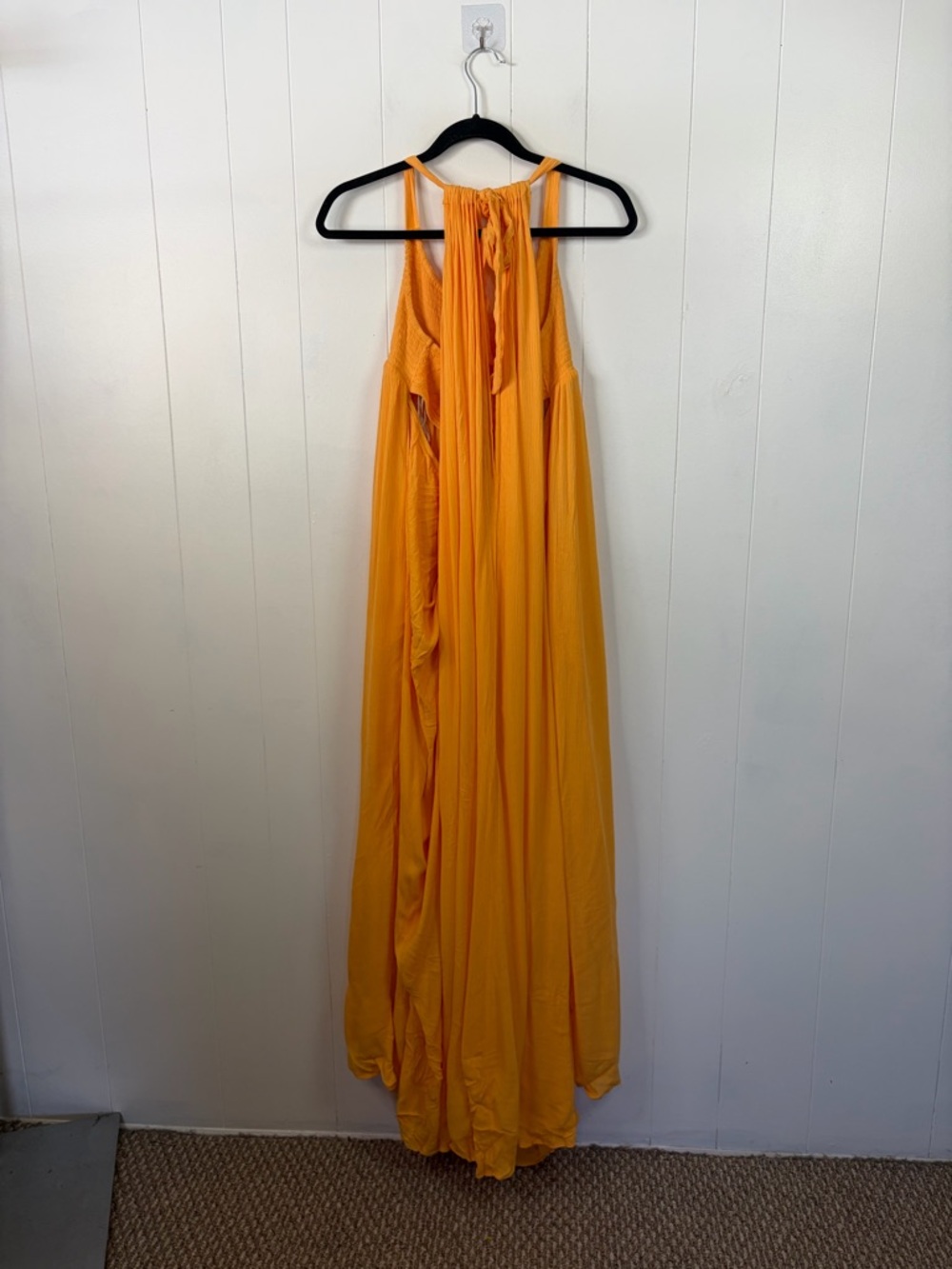 Free People Maxi Dress sz Medium NWT Orange Beach Boho Halter Side Slit Sundress - Picture 6 of 10
